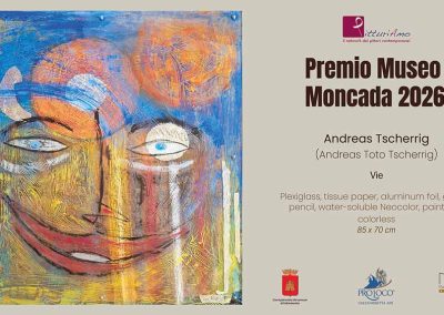 Exposition de l’œuvre "Vie" de l’artiste suisse Andreas Toto Tscherrig tenue à Caltanissetta, au Museo Moncada, à l’occasion du Prix Museo Moncada 2026
