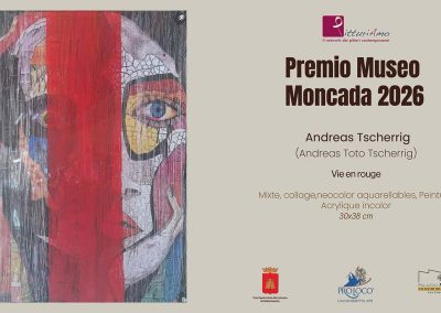 Exposition de l’œuvre "Vie en Rouge" de l’artiste suisse Andreas Toto Tscherrig tenue à Caltanissetta, au Museo Moncada, à l’occasion du Prix Museo Moncada 2026